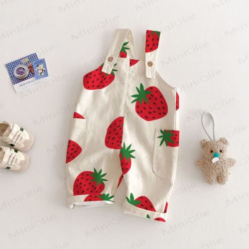 Baby Toddler Strawberry Printed Overalls