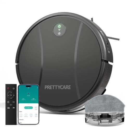 PrettyCare Robot Vacuum and Mop Combo with 3000Pa Suction, APP/Voice Control, Low Noise, Pet Hair Friendly