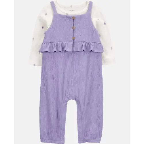 Baby Girl 2-Piece Long-Sleeve Tee & Coverall Set - Purple | Carter's