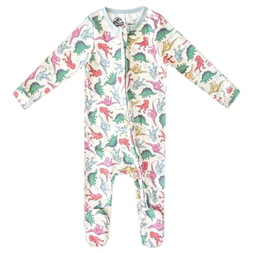 Copper Pearl Zip-Up Footie Baby Pajamas – Soft Newborn Onesies for Boys & Girls, Tag-Free with Two-Way Zipper Baby Sleepers for Newborn - 24 Months, Dinosaurs of Jurassic Park