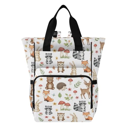 Emelivor Cute Animals Woodland Diaper Bag Backpack Large Capacity Multifunction Baby Bag Backpack for Boy Girl Travel Shopping Mom Dad