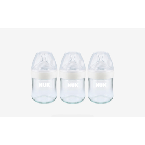 NUK Simply Natural Glass Baby Bottles, 4 oz, 3 Pack