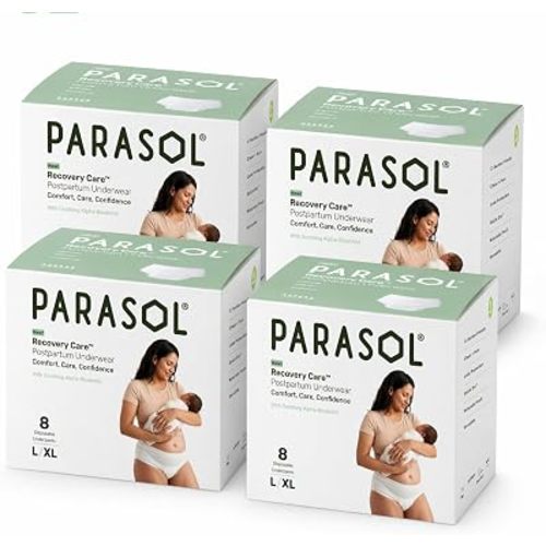 Parasol Recovery Care Postpartum and Period Underwear, Size L/XL, 32 Ct, Fast-Dry Core, Friendly High-Waist, Leak-Proof, Disposable, BPA and Fragrance-Free, Up to 8 Pads of Absorbency
