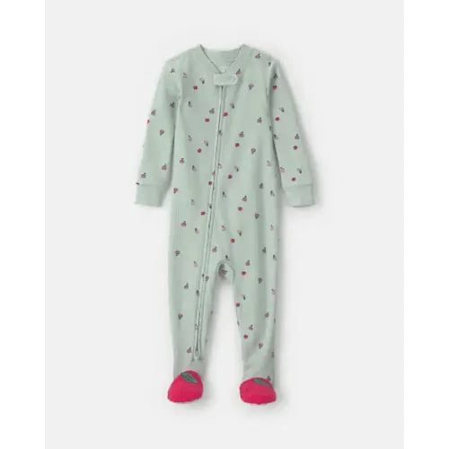 Baby Girl 1-Piece Apple Thermal Snug Fit Footed Pajama - Green | Carter's