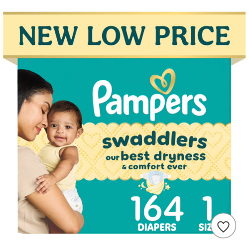 Pampers Swaddlers Diapers, Size 1 (8-14 lbs), 164 Count, Absorbent, Keeps Baby Dry and Comfortable, Skin Safe Disposable Baby Diaper
