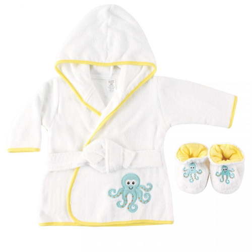 Luvable Friends Baby Unisex Cotton Terry Bathrobe, Octopus, One Size