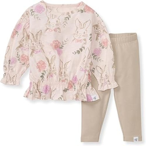 Burt's Bees Baby Baby Girls' Top and Pant Set, Tunic and Leggings Bundle, 100% Organic Cotton