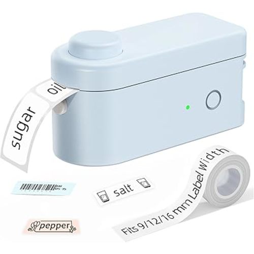 Makeid L1 Label Maker Machine with Tape - Portable & Rechargeable Label Makers Compatible with 9/12/16mm Waterproof Tape - Mini Bluetooth Labeler for Organizing Office Home School