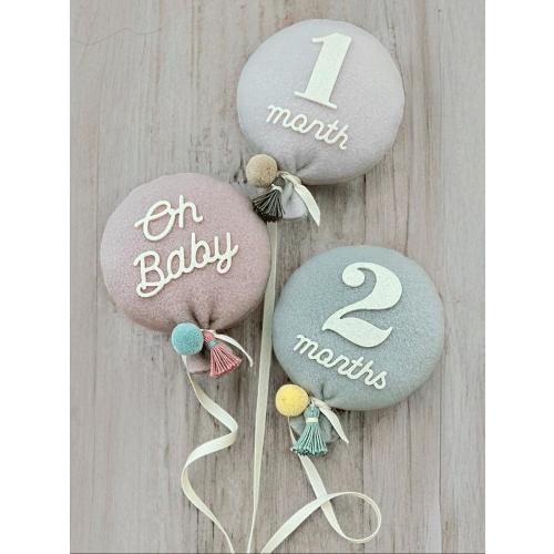 Plush Balloon Baby Boy & Girl Milestone Photo Prop | Newborn, Baby Shower Gift Set
