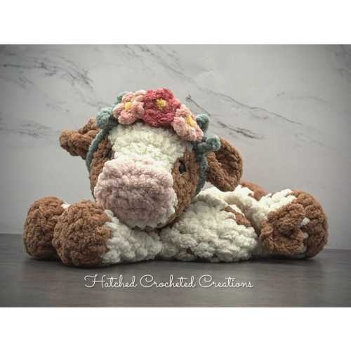 Crocheted Calf Snuggler with Removable Flower Headband