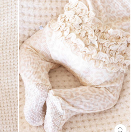 Lovely Leopard Bamboo Waffle Ruffle Zipper Footie