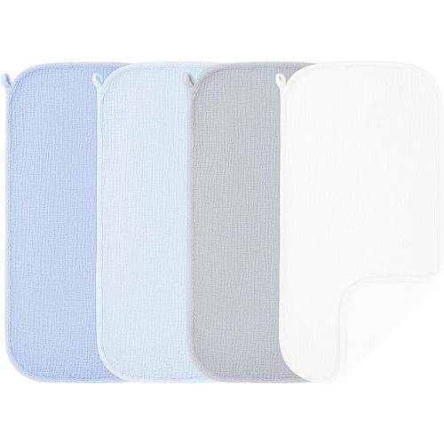 Susurration Muslin Burp Cloths, Soft Baby Burping Cloths for Unisex Boys and Girls, Newborn Essentials Large Extra Absorbent Washcloths, 20x10in, 4 Pack