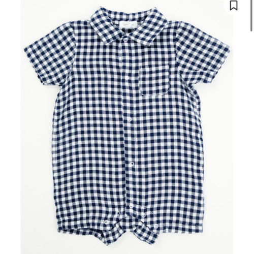 Angel Dear Infant Boys' Gingham Short Sleeve Snap Onesie