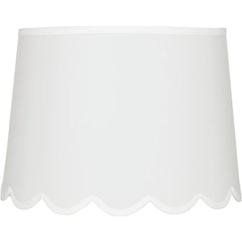 Hardback Scallop Bottom Empire Lamp Shade White Large 13" Top x 15" Bottom x 11" High Spider with Replacement Harp and Finial Fitting - Springcrest
