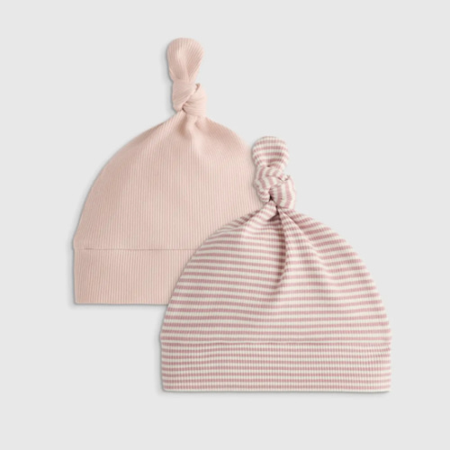 The Softest Rib Hat (2-Pack)  in Peach Blush/Lilac Stripe
