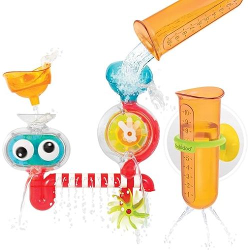 Yookidoo Baby Toddler Bath Toy (Ages 1-3) Spinning Gears & Rotating Googly Eyes - Mold Free Suction Cups Attach to Any Bath Tub or Shower - Spin N Sprinkle Water Lab - Great for Boys, Girls, & Kids