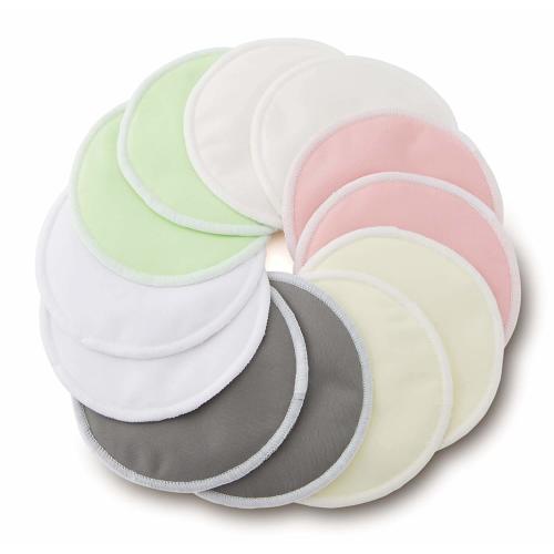 Organic Bamboo Reusable Nursing Pads with Laundry Bag - Washable Breastfeeding Pads for Ultimate Protection - Nipple pads Viscose Breast pads for breastfeeding - Large 4.8" - Multicolor 12 Pack
