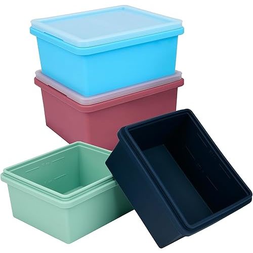 Silicone Soup Freezer Molds with Lids, 2 Cup Extra Large Ice Cube Tray, BPA-Free, Perfect for Freezing Broth, lasagna, Baked Goods, Meal Prepping and More, Dishwasher, Microwave & Oven Safe - 4 Pack