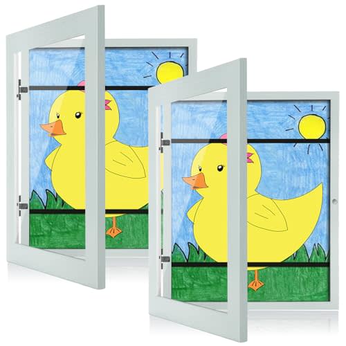 [2-Pack] Kids Art Frames, 8.5x11 Front Opening Kids Artwork Frames Changeable, Pale Green Artwork Display Storage Frame for Wall, Holds 50 Pcs, for 3D Picture, Crafts, Children Drawing, Hanging Art,