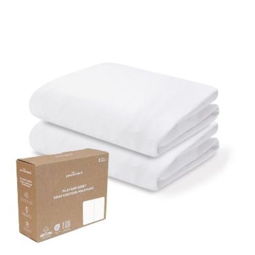 The Peanutshell White Organic Cotton Playard Sheets for Baby Boys and Girls, 2 Pack