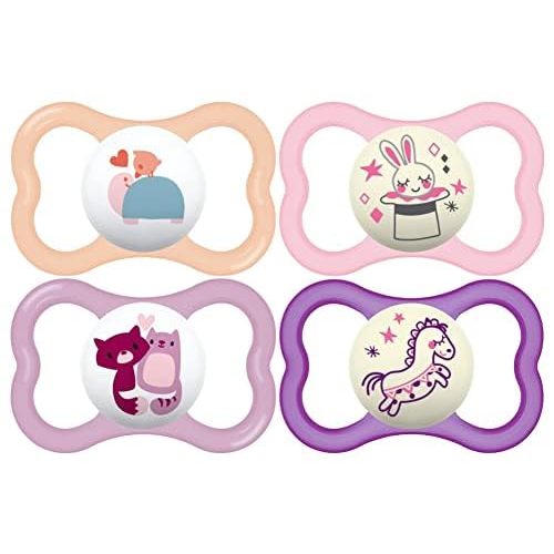 MAM Air Pacifier for Babies 6-16 Months, Extra Air Flow for Sensitive Skin, Glows in The Dark, Developed with Medical Experts, BPA-Free Skin Soft Silicone, 4 Count, Made in Europe