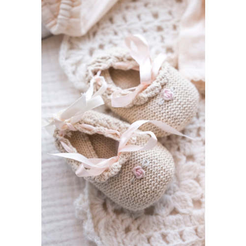 Roses Ballerinas in Ecru
