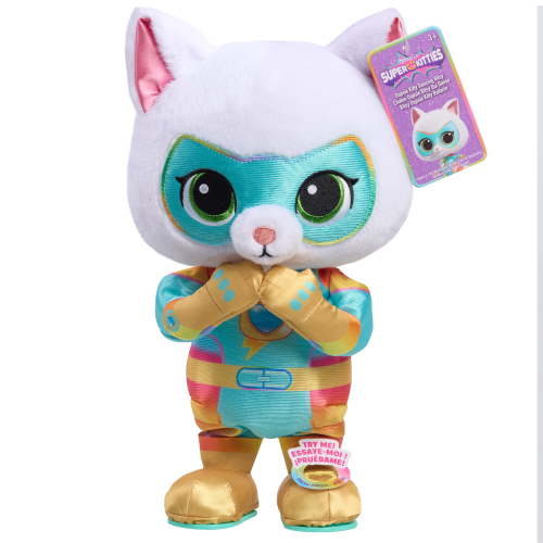 Disney Jr. SuperKitties Oopsie Kitty 13-inch Dancing Bitsy Plush Doll with Sounds and Music, Ages 3+