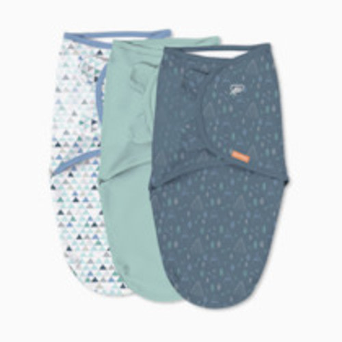 SwaddleMe by Ingenuity Original Swaddle, 100% Cotton, Improves Sleep & Calms Startle Reflex, 3-6 Months, 14-18 lbs, 1.0 TOG, 3-Pack, Baby Swaddle Blanket - Mountaineer