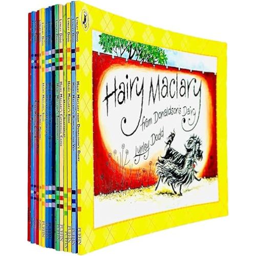 Lynley Dodd Hairy Maclary and Friends Series 15 Books Collection Set (Hairy Maclary's Bone, Hairy Maclary's Hat Tricks, Shoo, Sit, Hairy Maclary and Zachary Quack, Scattercat, Slinky Malinki & More) Paperback – July 27, 2023