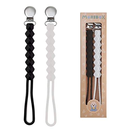 Pacifier Clip for Boys Girls - MORIBOX Paci Clip Soothie Baby Binky Holder for Shower Gift Birthday 2 Pack