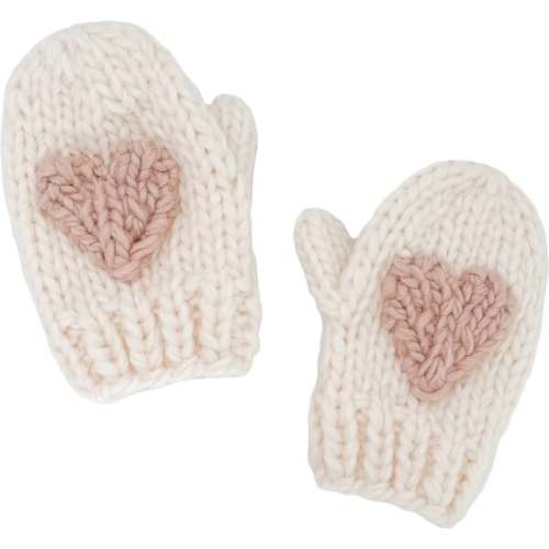 Heart Knit Mittens, Blush & Cream - The Blueberry Hill | Maisonette
