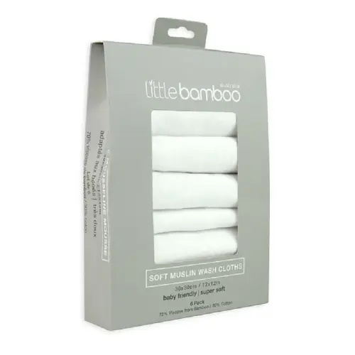 Little Bamboo Muslin Washer 6 Pack Natural | Baby Bunting AU