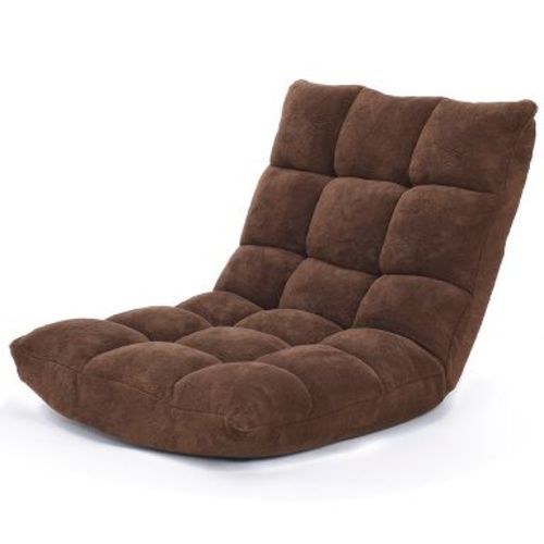 Tangkula Adjustable 14-Position Floor Chair ,Padded Gaming Chair Lazy Recliner Brown