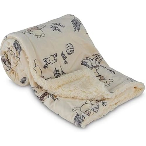 Disney Character Fuzzy Double Sided Mink and Sherpa Baby Blanket, Ultra-Soft and Plush Mink Sherpa Newborn Throw for Infants, Measures 30x40 (Mickey, Minnie, Pooh, Dumbo)