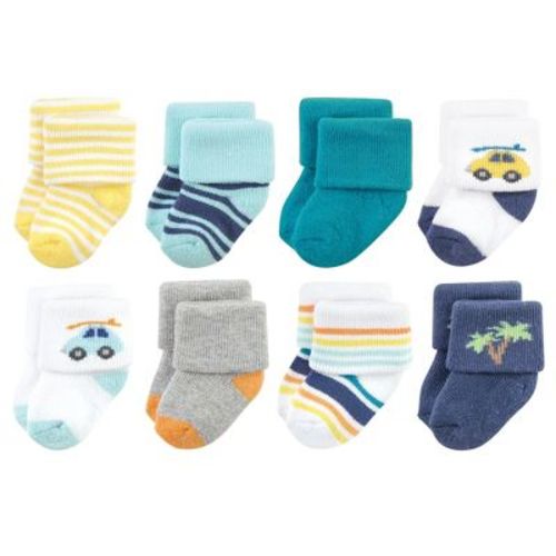 Hudson Baby Infant Boys Cotton Rich Newborn and Terry Socks, Surf Dude, 0-6 Months