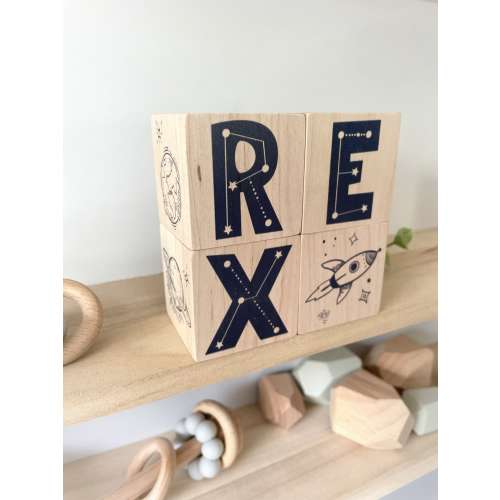 Outer Space Nursery Custom Name Block set - Gift For New Baby