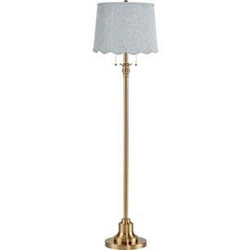 Antique Brass Scallop Shade Contemporary Floor Lamp - #8031X | Lamps Plus