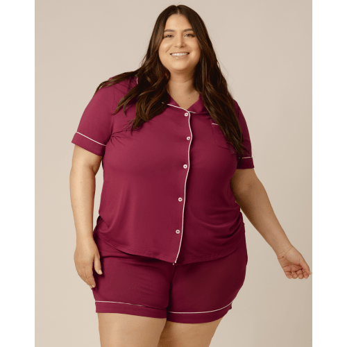 Clea Bamboo Short Sleeve Pajama Set | Deep Berry - Kindred Bravely