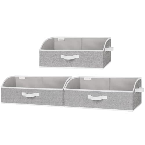 StorageWorks Closet Storage Bins, Trapezoid Organizer Box for Shelves, Fabric Clothes Bin, Foldable Organizing Baskets with Handles, Large, Gray, 3-Pack
