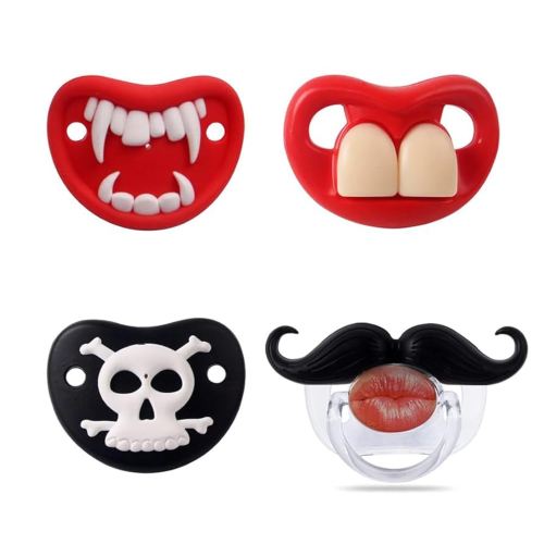 Funny Baby Pacifiers,Mustache Pacifiers for Babies 0-18 Months,Baby Teeth and Vampire Pacifier Funny Pacifier BPA Free