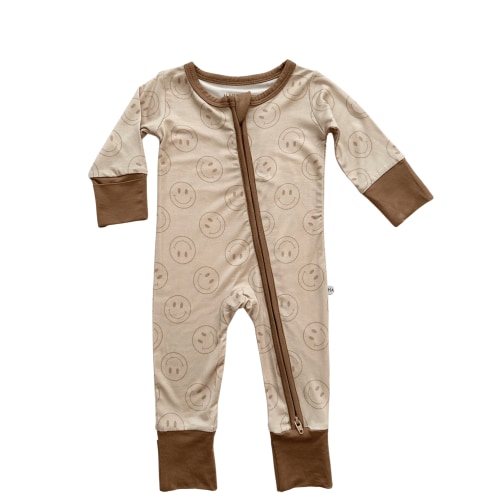 Zipper Romper - Smiley Faces - Newborn - Harp Angel Boutique