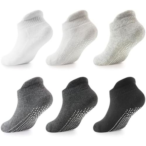 LA ACTIVE Non Slip Grip Ankle Boys and Girls Socks with Non Skid for Babies Toddlers and Kids Back to School