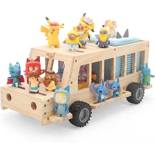 Upgrade Shelf for Toniebox 2 and Toniebox 1 Tonie Figures Characters Storage,Magnetic for Creative Tonie Box, Wooden Magnetic Shelf for Kids