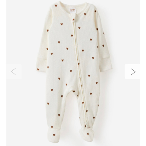 Baby White Littlie Organic Long Sleeve Zip Romper | Cotton On Kids Australia