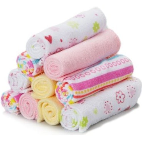 Spasilk Washcloths, Pink Stripes, 10 Count