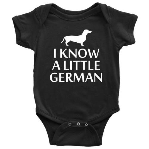 Dachshund Baby One-piece - Cute Dachshund Bodysuit - I Know A Little German - Cute Baby Gift - Dachshund Baby Present - Many Sizes, Colors