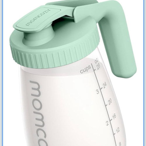 Momcozy Breast Milk Pitcher, Resistant to Heat and Cold Abrupt Temp Swings, No Leak Glass Breast Milk Fridge Storage Container with Wide Mouth, Fast Baby Formula Maker, Green