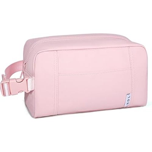 NOL Natural Organic Lifestyle Freezable Snack Bag, Leakproof Cooler Lunch Bag, Reusable, Zip Closure with Buckle Handle Nylon Waterproof Snack Box for Work Travel-Pink