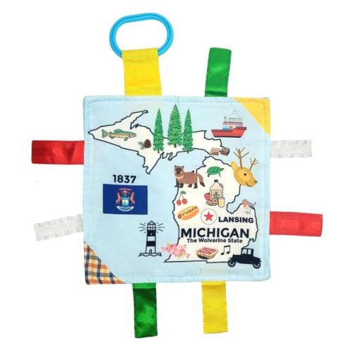 Baby Jack The Learning Lovey Michigan State Baby Tag Crinkle Square Toy That Teaches Facts 8" x 8"