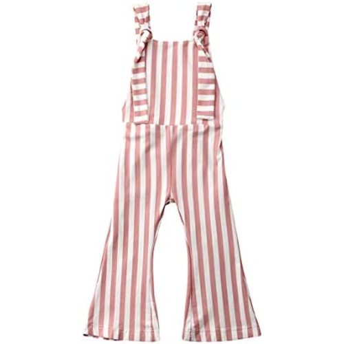 Toddler Kids Baby Girl Stripes Bell-Bottom Jumpsuit Romper Overalls Pants Outfits